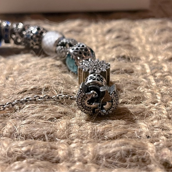 PANDORA Silver 925 Bracelet Full Of 16 Charm Beads L18cm with Box - Picture 6 of 15